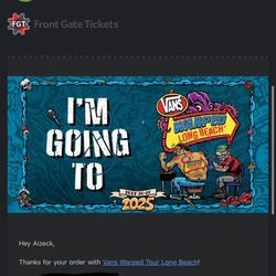 Warped Tour Ticket Selling ASAP