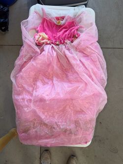 Aurora Sleeping Beauty Princess Dress Disney Store Size 7/8. Has small holes I. Back from safety pin. Has stains on front see pics