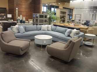 Jonathan Louis High Point Showroom 3 Piece Sectional - Light Powder Blue | L-Shaped Couch | Corner Couch