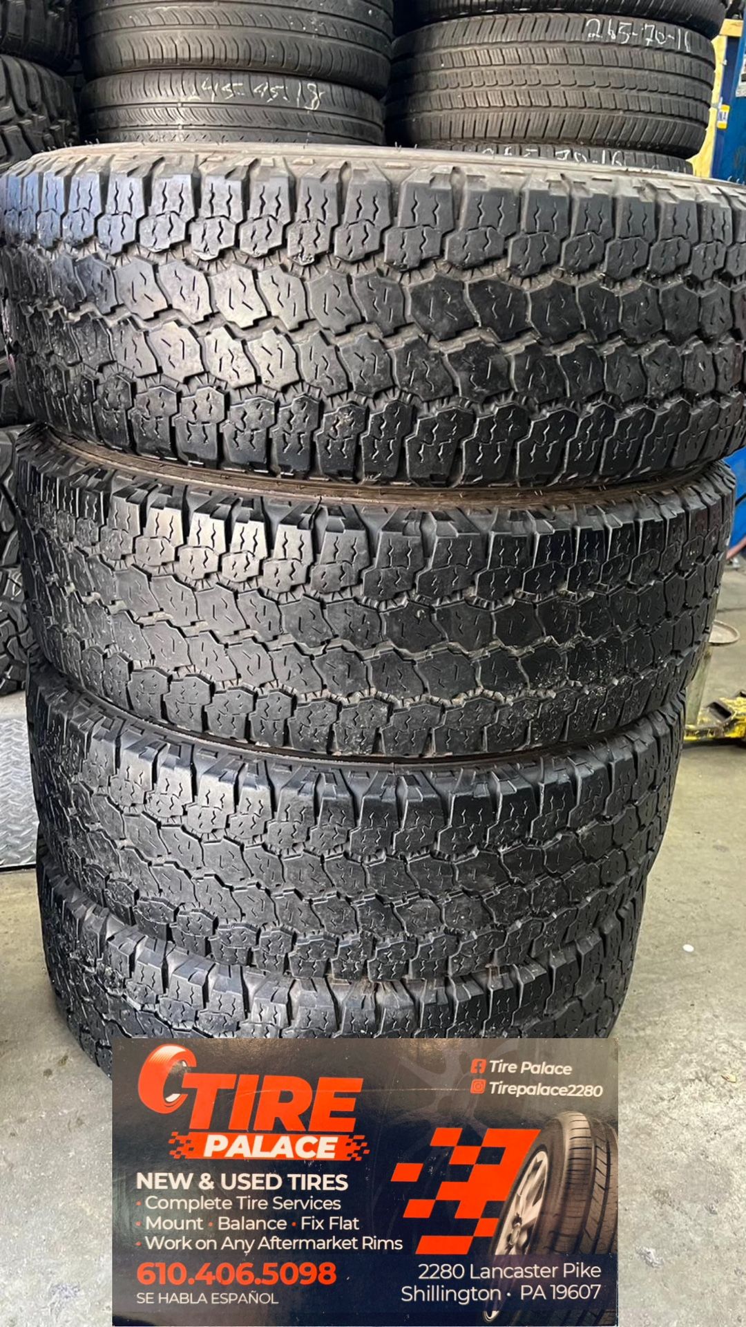 Used tires 275/70/18 LT good year all terrain mount and balance included $400