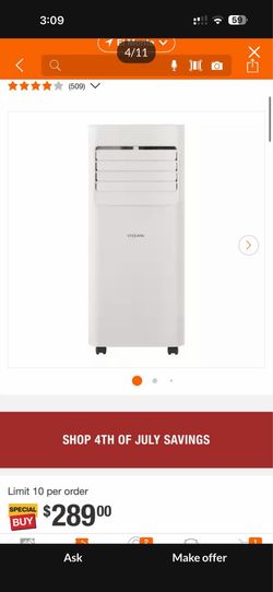 5,000 BTU 115-Volt 3-in-1 Portable Air Conditioner Unit Cools 150 sq. ft. with Dehumidifier and Remote in White