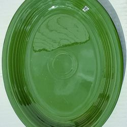 Old FIESTA medium Green FIESTAWARE  13"  x 10"  oblong Oval Platter By HOMER LAUGHLIN