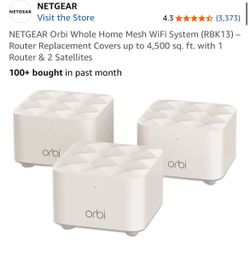 NETGEAR Orbi Whole Home Mesh WiFi System (RBK13) ā Router Replacement Covers up to 4,500 sq. ft. with 1 Router & 2 Satellites