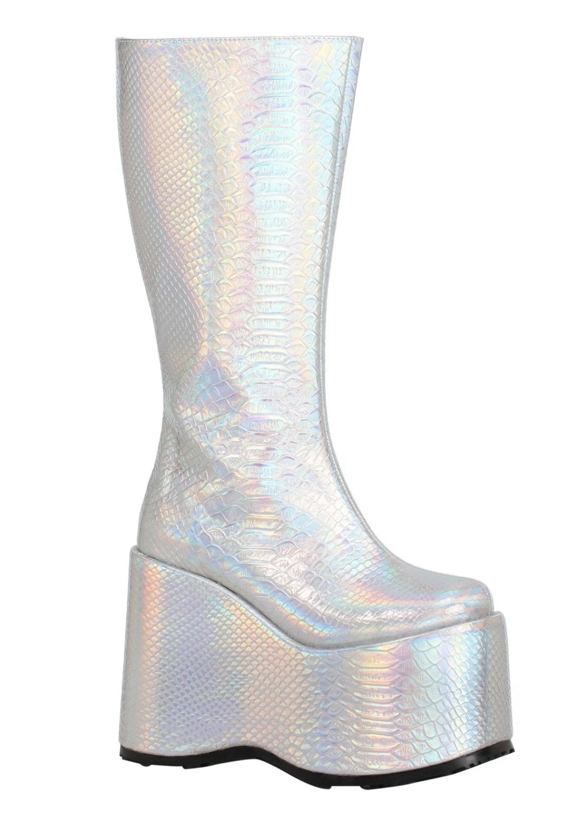 Womens Silver Holographic Galactic Boots Size 8