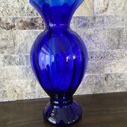 Hand blown Cobalt Blue Glass Vase