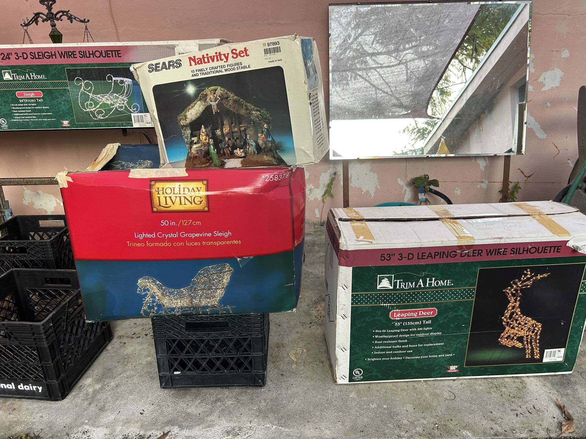 Christmas Decor- Deer, Sleigh, Nativity Set