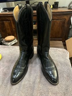 Vintage Tony Lama Style 2951 black leather cowboy boot size 10.5
