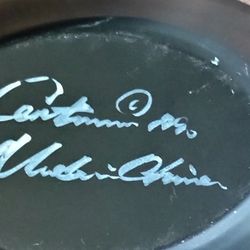 Centrum Company Hand Painted Metal Serving Bowl 1992 Black 12"x8" Oval