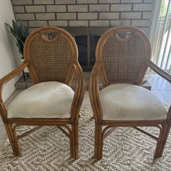 Vintage Rattan Lounge Chair-Bamboo Bent Club Dinning Chair