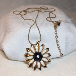 Layered Dimensional Flower Pendant Long Length Necklace ,*New
