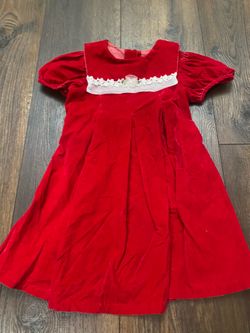 Girls vintage red velvet dress size 7 by rose cottage #1