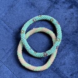 Set of 2 Multicoloured beaded bangles
