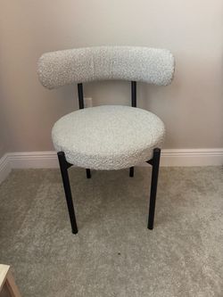 Modern Boucle Accent Chair Black Metal Legs