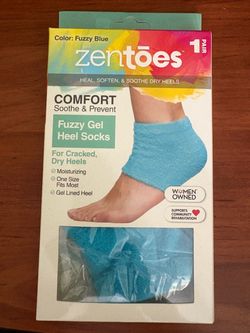 ZenToes Fuzzy Gel Heel Socks – Fuzzy Blue