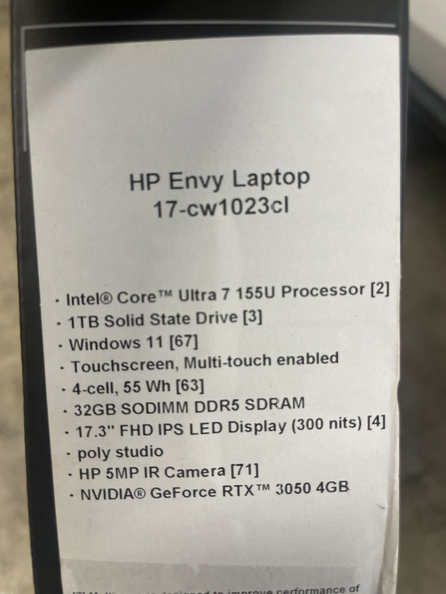 HP Envy laptops 17” RTX3050