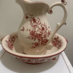 Antique Pitcher With Bowl 