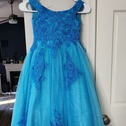 Blue Flower Girl Dress 