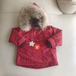 MINI A TURE Kids WANG Winter Jacket w/ Fur Hat - Red Merlot(2T-3T)