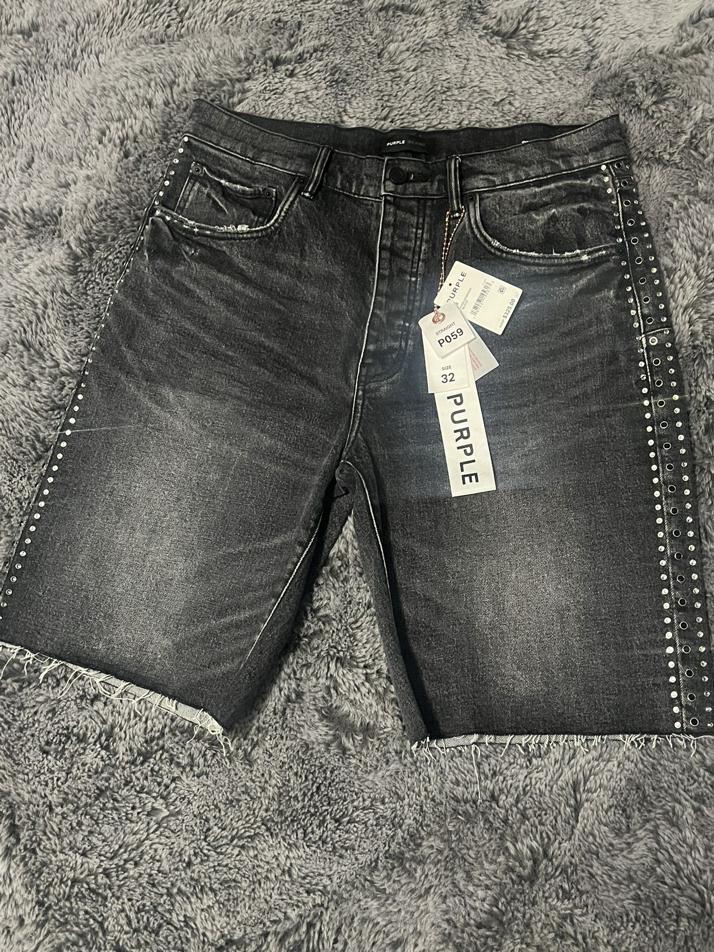 Purple Brand Rhinestone Denim Jorts