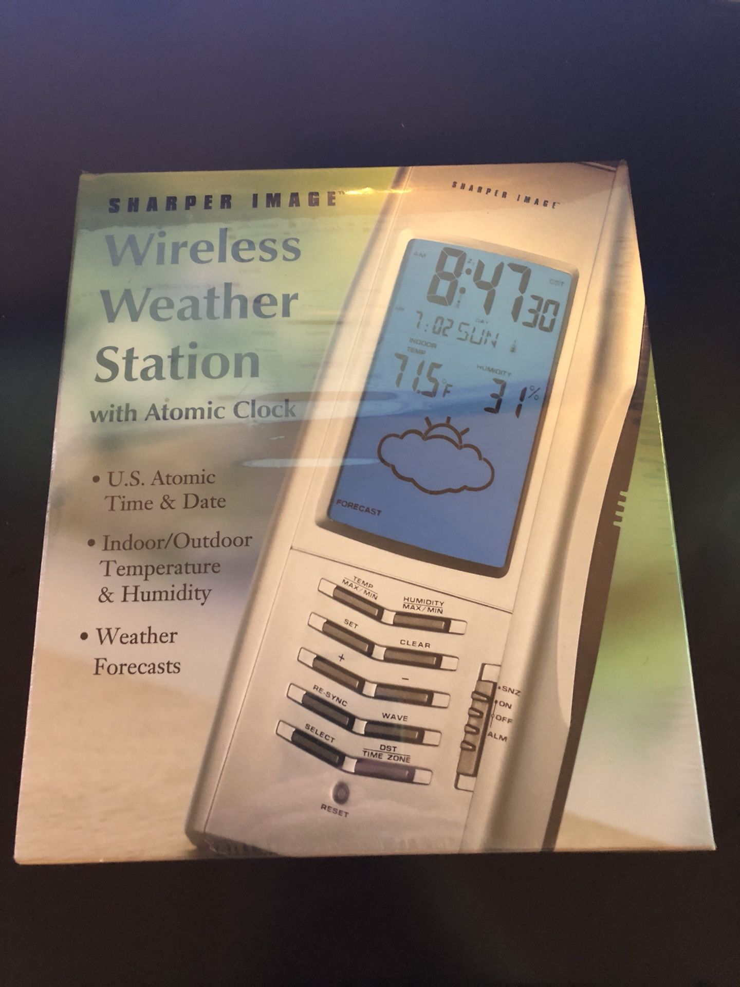 Wireless Weather Station Atomic Clark by Sharper Image **NEW**
