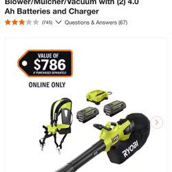 Ryobi 40v Blower/vac Kit