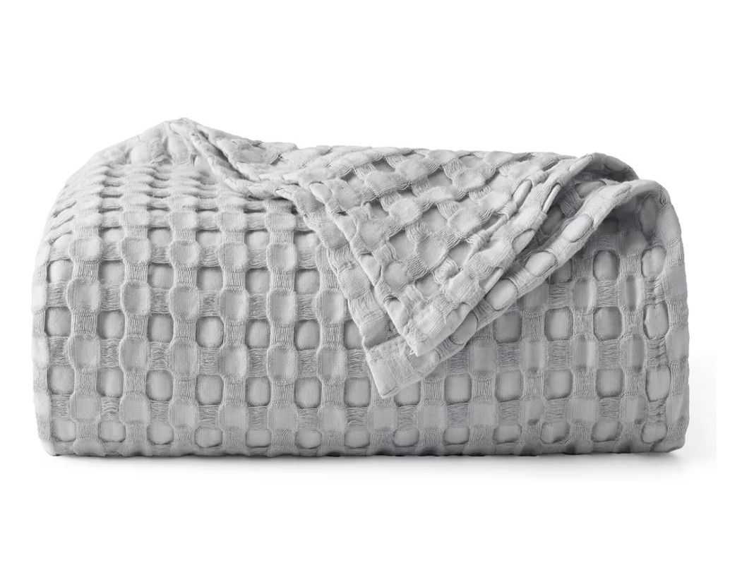 Bedsure Cooling Cotton Waffle Weave Blanket - Lightweight Breathable Blanket of Rayon Derived from Bamboo for Hot Sleepers, Luxury Throws for Bed, Cou