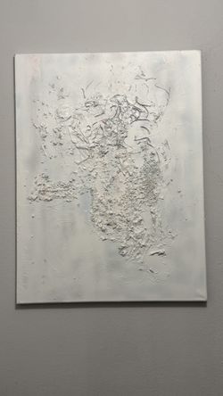 Textured Abstract Wall Art 24x18 | White Minimalist Canvas