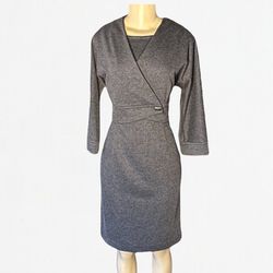 Ellen Tracy 2 Piece Womens Designer Grey Sheath Dress and Jacket Suit Size 10