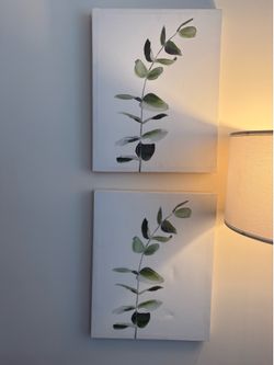 Eucalyptus Leaf Canvas Wall Art Set of 2 MOVING SALE!