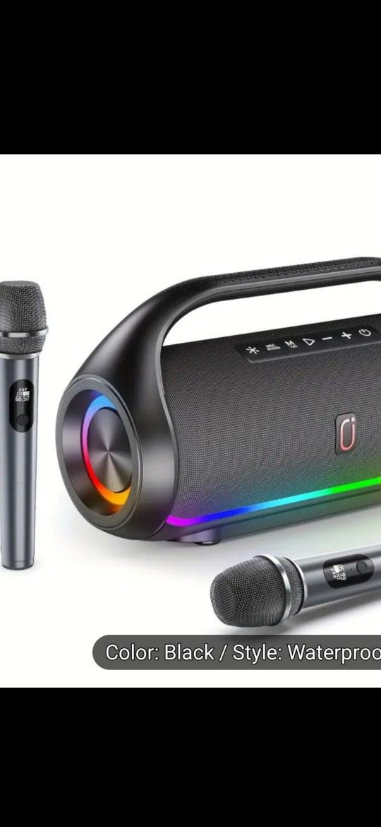 Bluetooth Speakers With 2 Wireless Microphone