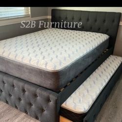 Full/twin Size Grey Charcoal Trundle W Orthopedic Mattress 