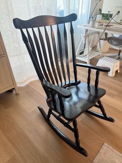 Black Mid-century Wooden Rocking Chair