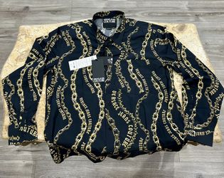 Versace Men’s Shirt Chain Logo Black/Gold Brand New!! Authentic!!