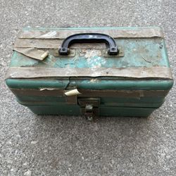 Old Fishing Tackle Box With Gear