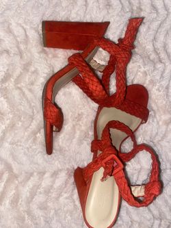 Red Braided Suede Heel