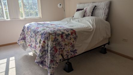 Full size bed frame, box spring, & mattress