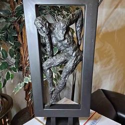 2000s Gerard Koch x Austin Productions “Man in Frame” Male Full Body Black Metal Sculpture Decor