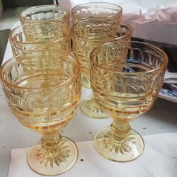  Vintage Hermitage Topaz Glass Water Goblets