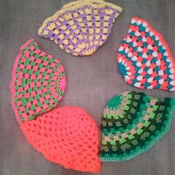 Granny square bucket hats