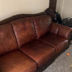 Brown Leather Couch 