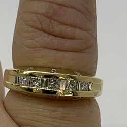 14kt .50 Ct dw Baguette And Princess Cut Channel Band 