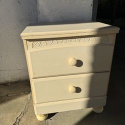 2-Drawer Wooden Nightstand – Cream/Off-White