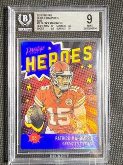 2020 Prestige #HE-PM Patrick Mahomes II Heroes Xtra Points Blue /299 BGS 8.5