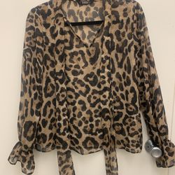 Ladies Medium SHEIN Animal Print Blouse