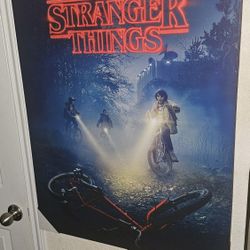 Stranger Things Trends International Netflix - Bikes Wall 24"×32"×1.5" Stretched Canvas - New