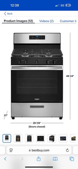 Whirlpool 5 burner double range
