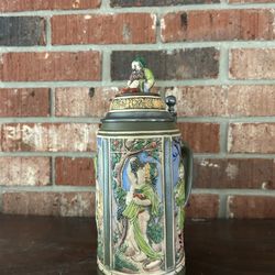 VTG German Lidded GERZIT GERZ Beer Stein Tankard Gnome Original  w/ Lid 10"