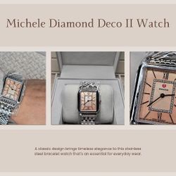 New Michele Diamond Deco II Bracelet Watch