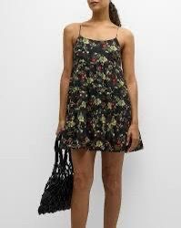 Alice + Olivia Collen Spaghetti-Strap Mini Dress Black women’s size small
