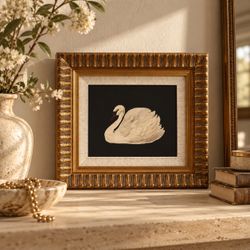 Framed Swan Art Print with Gold Frame